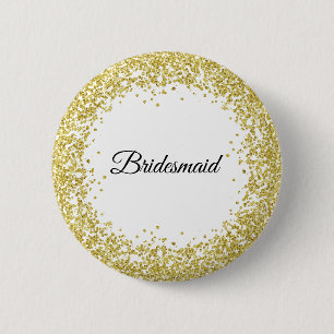 Guld- glitter. Bridesmaid. Knapp