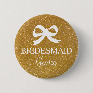 Guld glitter bridesmaid-knapp för bröllopsfest knapp