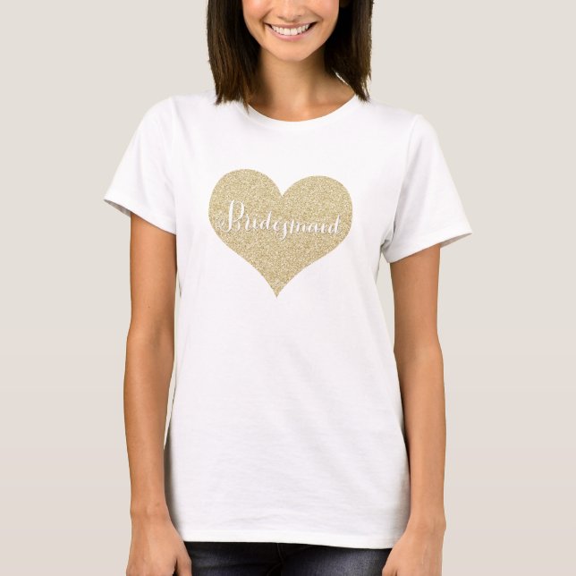 Guld Glitter Bridesmaid Shirt T-shirt (Framsida)