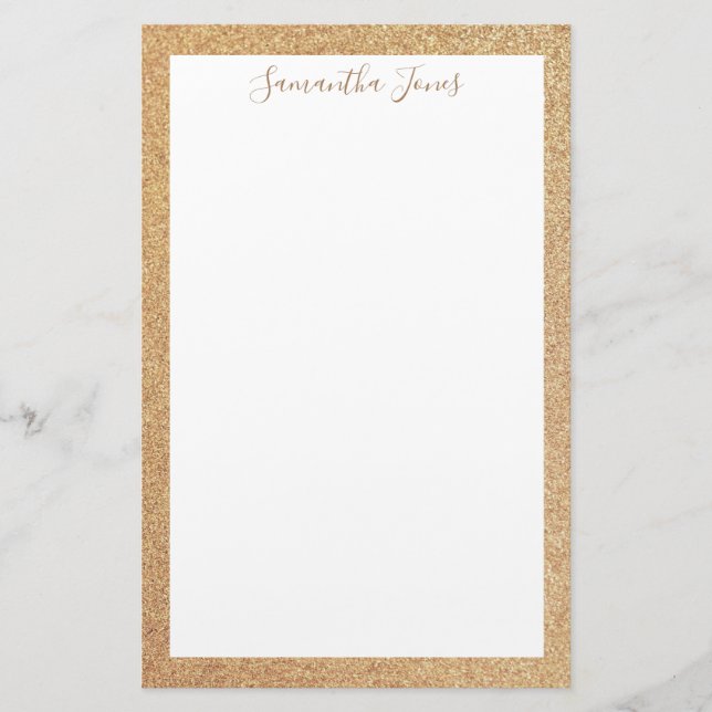 Guld Glitter Bröllopsfest | Personlig Brevpapper (Framsida)