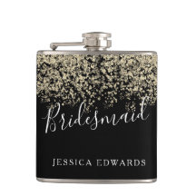 Guld Glitter Brudens sida Bridesmaid Bröllop Gift