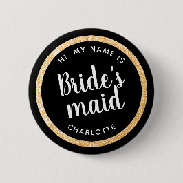 Guld Glitter Brudens sida i Vegas Namn-knapp Knapp