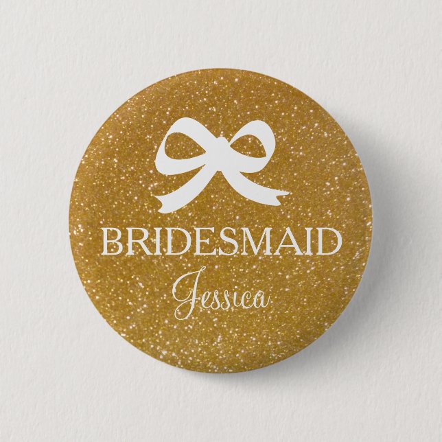 Guld glitter brudtärna knapp för brölloppsfest (Framsida)