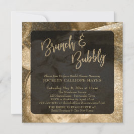 Guld Glitter Brunch & Bubbly Champagne Foto Inbjudningar