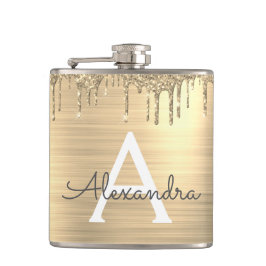 Guld Glitter Brushed Metall Monogram Namn Fickplunta