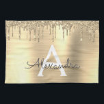 Guld Glitter Brushed Metall Monogram Namn Kökshandduk<br><div class="desc">Guld Faux Foil Metallic Gnistra Glitter Brushed Metall Monogram Namn och Initial Kitchen Towel. Det gör perfekten söt 16-årsjubileum,  bröllop,  möhippa,  årsdag,  babydusch eller bachelorette-fest för någon som glam lyxen och chic stilar i kärlek.</div>