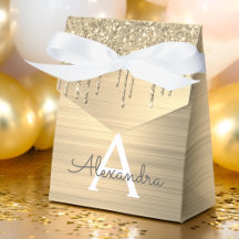 Guld Glitter Brushed Metall Monogram Namn