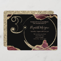 Guld Glitter Burgundy Marble 30års födelsedag