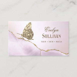 Guld Glitter Butterfly Lilac Agate Affärskort Visitkort
