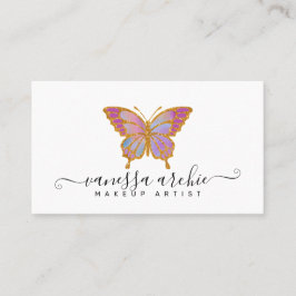Guld Glitter Butterfly Logotyp Affärskort Visitkort