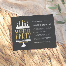 Guld Glitter Cake Surprise Födelsedagsfest Inbjudan Vykort