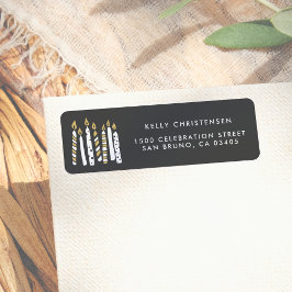 Guld Glitter Candles Birthday Returadress Etikett