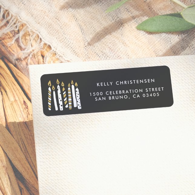 Guld Glitter Candles Birthday Returadress Etikett (Skapare uppladdad)