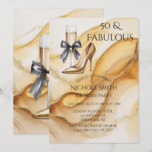 Guld Glitter Champagne 50 & Fantastisk Födelsedag