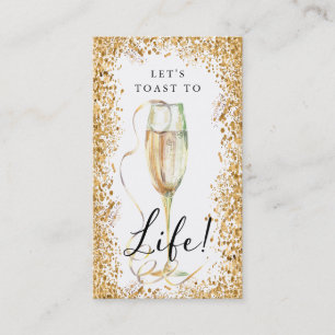 Guld Glitter Champagne Födelsedagsfest Bookmark Visitkort