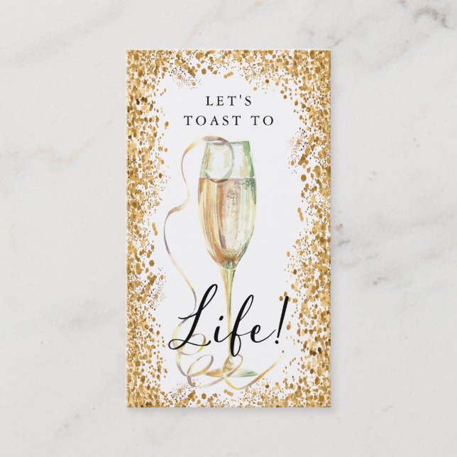 Guld Glitter Champagne Födelsedagsfest Bookmark Visitkort (Framsida)