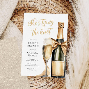 Guld Glitter Champagne Möhippa Brunch Inbjudningar