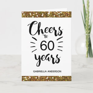 Guld Glitter Cheers till 60 års födelsedag Kort