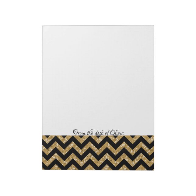Guld Glitter Chevron-Anteckningsblocket Anteckningsblock (Roterad)