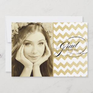 Guld Glitter Chevron Examen Inbjudningar