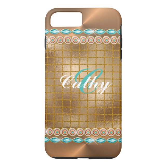 Guld Glitter Chevron med noshörningar Case-Mate iPhone Skal (Baksida)