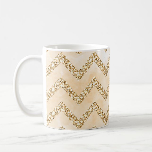 Guld Glitter Chevron Modern Ombre Kaffemugg (Vänster)