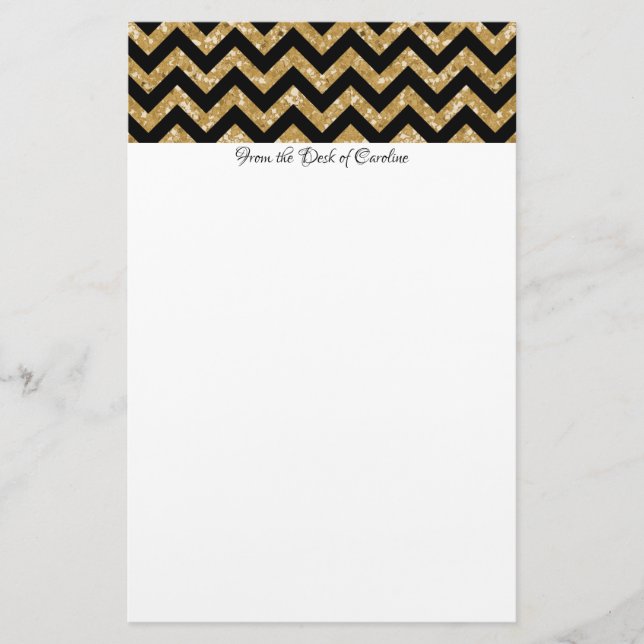 Guld Glitter Chevron Stationery Brevpapper (Framsida)