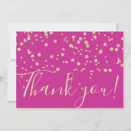 Guld Glitter Chic  Confetti Fuschia Typography Tack Kort