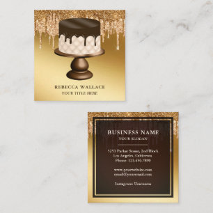 Guld Glitter Choklad Drips Dekorering Tårta Bakver Fyrkantigt Visitkort