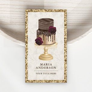 Guld Glitter Choklad Tårta Konditor Bageri Visitkort