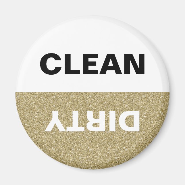 Guld Glitter Clean/Dirty Dishwasher Magnet (Framsidan)