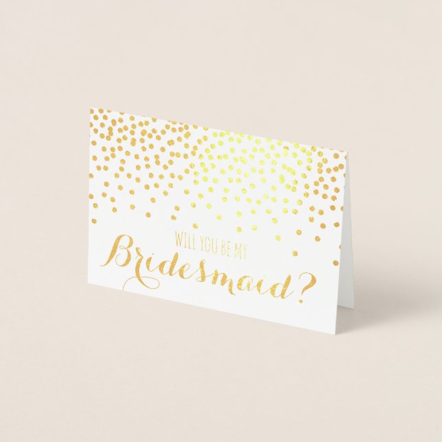 Guld Glitter Confetti är du min Bridesmaid Folierat Kort (Framsida)