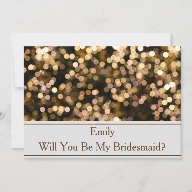 Guld Glitter Confetti är du min Bridesmaid Inbjudningar (Framsida)