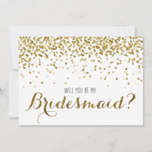 Guld Glitter Confetti är du min Bridesmaid Inbjudningar