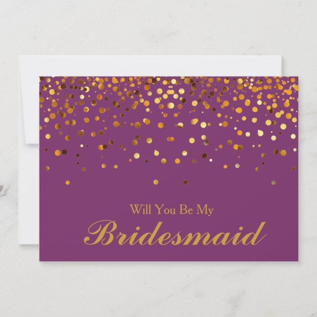 Guld Glitter Confetti är du min Bridesmaid Inbjudningar (Framsida)