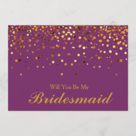 Guld Glitter Confetti är du min Bridesmaid Inbjudningar