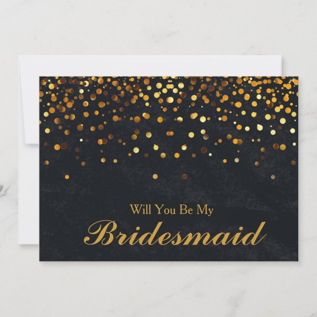 Guld Glitter Confetti är du min Bridesmaid Inbjudningar (Framsida)