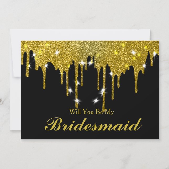 Guld Glitter Confetti är du min Bridesmaid Inbjudningar (Framsida)
