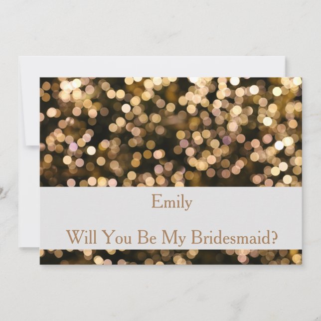 Guld Glitter Confetti är du min Bridesmaid Inbjudningar (Framsida)