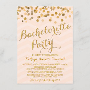 Guld Glitter Confetti Bachelorette Party Inbjudan