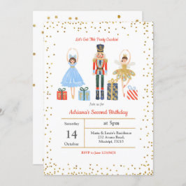 Guld Glitter Confetti Birthday Inbjudan Nutcracker