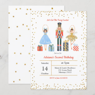Guld Glitter Confetti Birthday Inbjudan Nutcracker