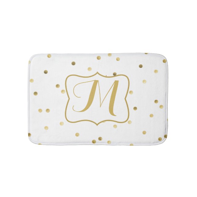 Guld Glitter Confetti Dot Polka Mönster Bath Mat Badrumsmatta (Framsidan)