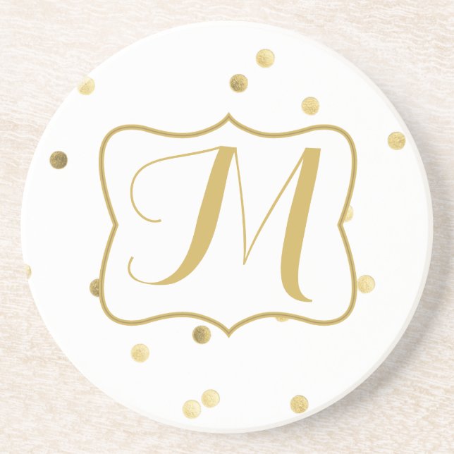 Guld Glitter Confetti Dot Polka Mönster Underlägg (Framsidan)