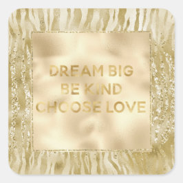 Guld Glitter Confetti Glitzy Zebra Dream Fyrkantigt Klistermärke