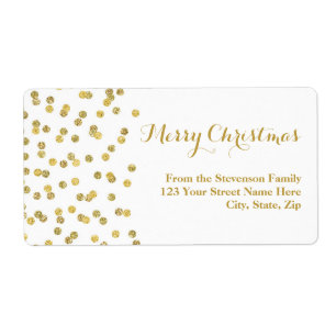 Guld Glitter Confetti-juladressetikett Fraktsedel