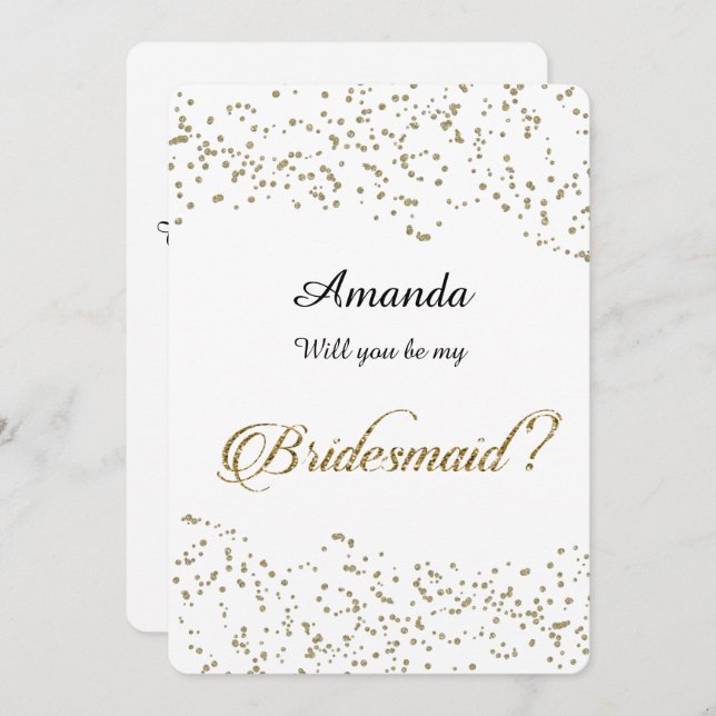 Guld Glitter, Confetti, kommer du att bli min brid Inbjudningar (Fram/baksida)