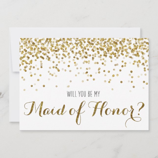 Guld Glitter Confetti... Kommer du att vara min Ma Inbjudningar (Framsida)