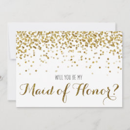 Guld Glitter Confetti... Kommer du att vara min Ma Inbjudningar