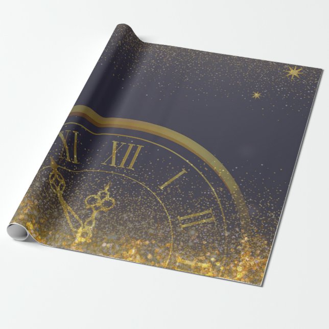 Guld Glitter Confetti midnatt Presentpapper (Utrullad)